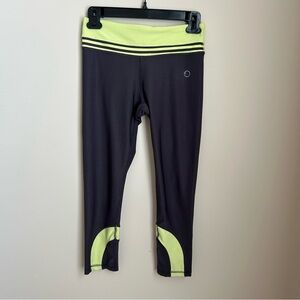 Alicis Gray & Yellow 3/4 Length Mid Rise Exercise Fitness Yoga Leggings Size XS